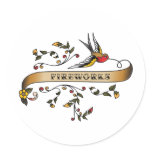 Swallow and Scroll with Fireworks stickers