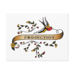 Swallow and Scroll with Projection postcards