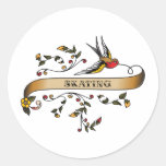 Swallow and Scroll with Skating Round Stickers