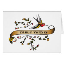 Swallow and Scroll with Table Tennis Greeting Card