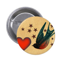Swallows and Stars Pinback Buttons