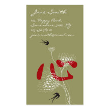 Swallows, Flowers & Chinese Heart Profile Card Business Card Templates