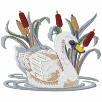 Swan and Cattails Embroidered Polo Shirt