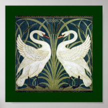 Swan and Rush and Iris wallpaper Posters