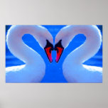 Swan Love, Romantic Heart Shaped Necks Print