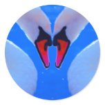 Swan Love, Romantic Heart Shaped Necks Round Stickers