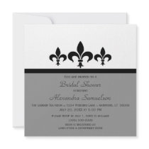 Swanky Fleur De Lis Bridal Shower Invite, Grey