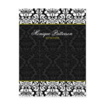 Swanky Sage Black Damask Chic Bow Card