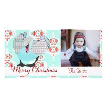 Swanky Swan I Ornament Christmas  Photo Card