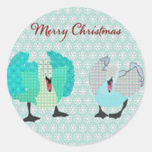 Swanky Swans Blue Snowflake  Christmas Sticker