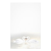 Swans heart customized stationery