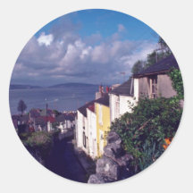 Swansea, The Mumbles, Village Lane (Circa 1580) fl Round Sticker