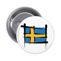 Sweden Brush Flag Buttons