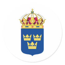 Sweden Coat of Arms Round Sticker