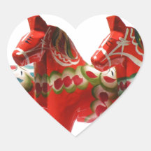 Sweden Dala Horses Heart Sticker