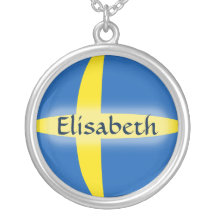 Sweden Flag + Name Necklace