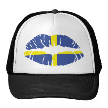 sweden kiss lipstick flag hat