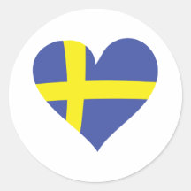 sweden love heart - swedish flag round sticker