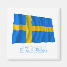 Sweden Waving Flag with Name Magnets