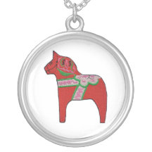 Swedish Dala Horse Necklace