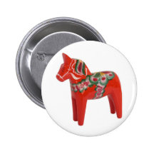 Swedish Dala Horse Pinback Buttons