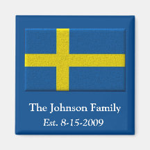 "Swedish Flag: Family Name and Date" Magnet