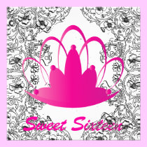 Sweet16 Royal Tiara Black/White/Fuschia Invitation invitations