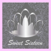 Sweet16 Royal Tiara Silver Invitation - Customise invitations