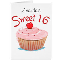 Sweet 16 16th Birthday Cupcake Greeting Cards