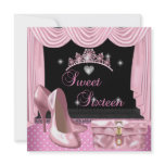Sweet 16 16th Birthday Pink Black White invitations