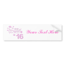 Sweet 16 and Flowers Bumper Stickers