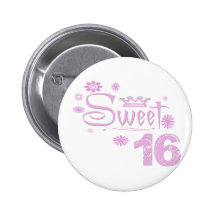 Sweet 16 and Flowers Buttons