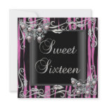 Sweet 16 Birthday Butterfly Zebra Black Pink invitations