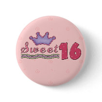 Sweet 16 birthday button with crown