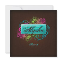 Sweet 16 Birthday Floral Blue Brown Linen