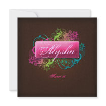 Sweet 16 Birthday Floral Pink Brown Linen