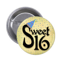 Sweet 16 Birthday Party Favors Pinback Buttons