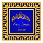 Sweet 16 Birthday  Royal Blue Gold Silver Tiara Personalized Invite