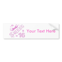 Sweet 16 Birthday With Crown Bumper Sticker