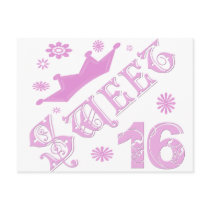 Sweet 16 Birthday With Crown Postcard