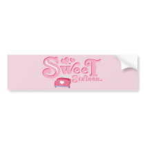 Sweet 16 Car Heart Bumper Sticker