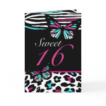 Sweet 16 Card Butterfly, Leopard & Zebra Print