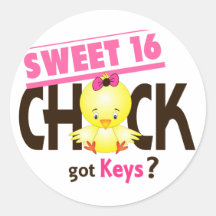 Sweet 16 Chick 1 Round Stickers