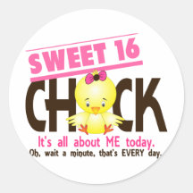 Sweet 16 Chick 3 Round Stickers