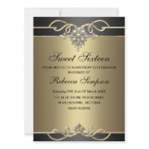 Sweet 16 Elegant Pearl Gold Birthday Invite