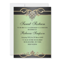 Sweet 16 Elegant Pearl Green Birthday Invite