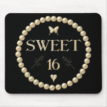 Sweet 16 - Pearls on black "velvet" Mouse Pad