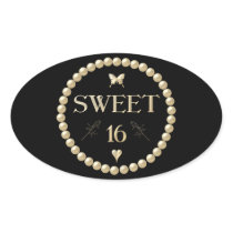 Sweet 16 - Pearls on black "velvet" Sticker