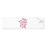 Sweet 16 (Pink Dots And Stars) bumper stickers
