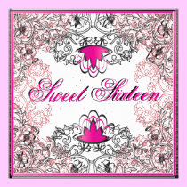 Sweet 16Royal Elegance B/W Fuschia Invitation invitations